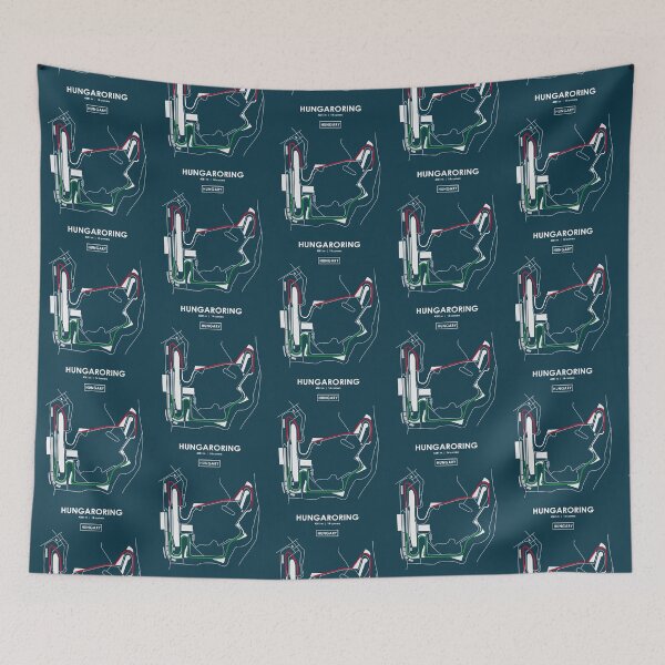 Item preview, HUNGARORING - HUNGARY TRACK MAP FLAG designed and sold by MasonRosePrints.