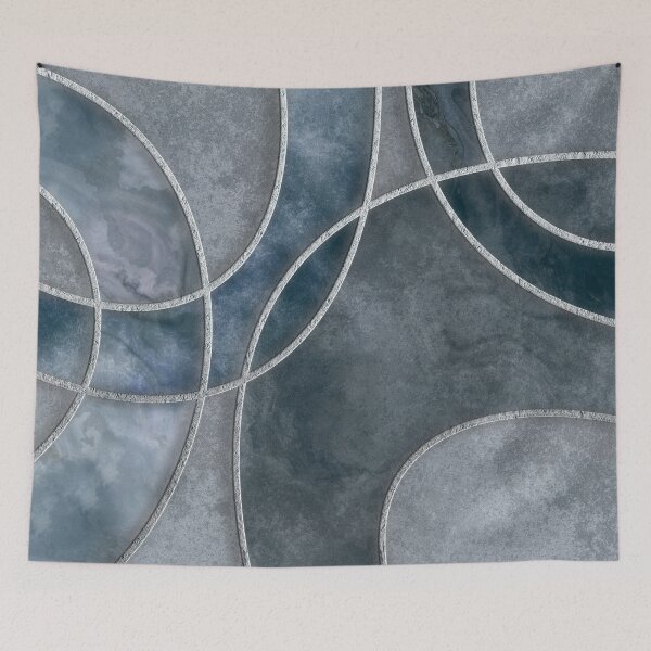 Item preview, Urban Texture Blue Grey Circles Abstract Art designed and sold by artsandsoul.