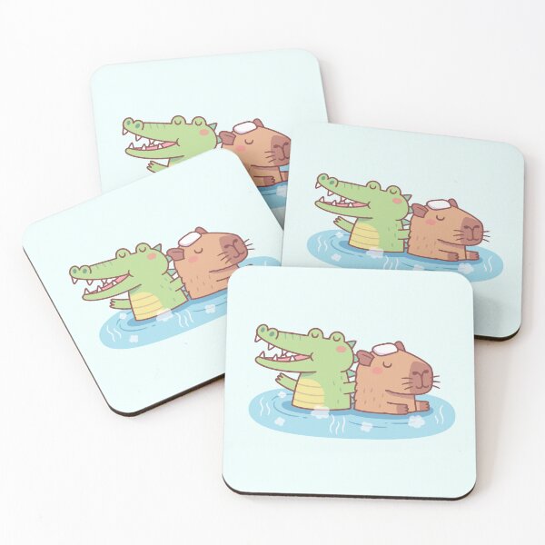 Item preview, Funny Crocodile And Capybara Chilling In Hot Spring designed and sold by rustydoodle.