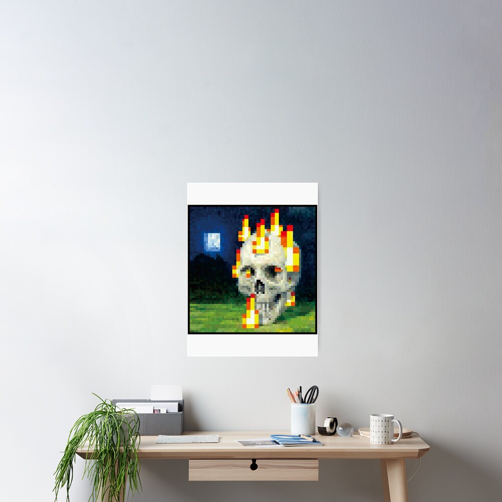 Minecraft Painting Burning Skull Poster Poster For Sale By Butankle45   Cposter,small,square Product,1000x1000.2 