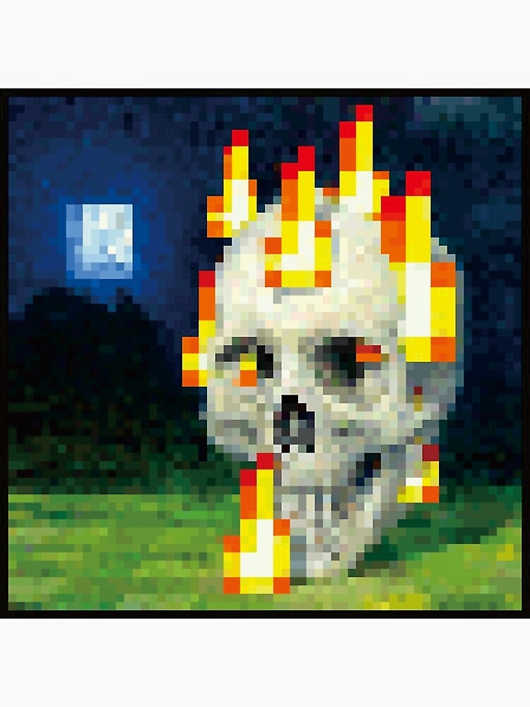 Discover Minecraft Painting Burning Skull Poster Premium Matte Vertical Poster