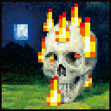 Artwork thumbnail, Minecraft Painting Burning Skull Poster by butankle45