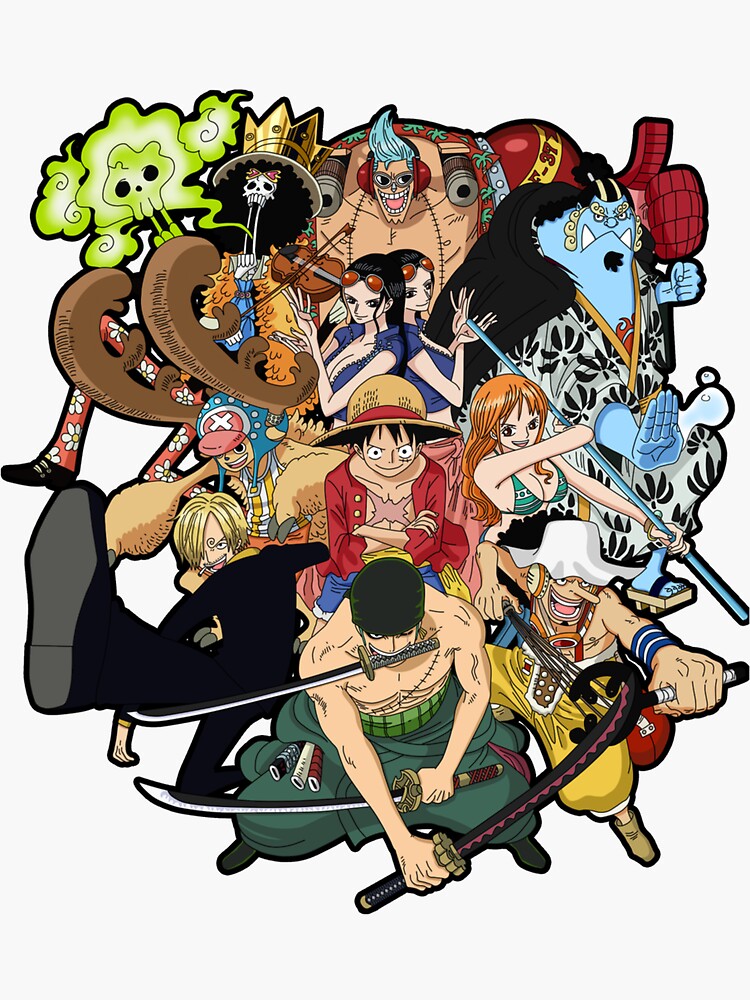 "straw hat crew anime " Sticker for Sale by NjenongXplit Redbubble