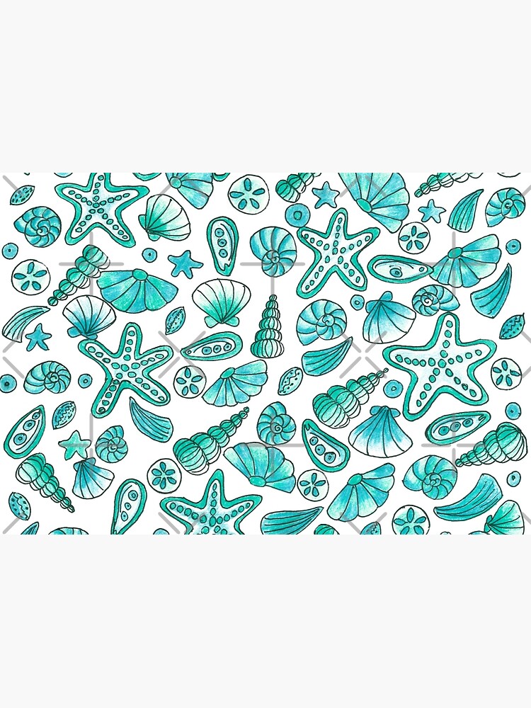 Thumbnail 3 of 3, Journal, Turquoise seashells designed and sold by cynhaller.