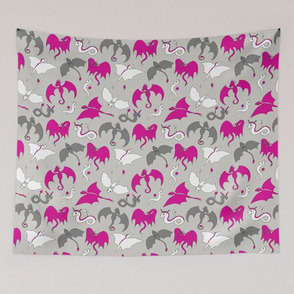 Item preview, Dragons in Flight - Pink designed and sold by kmstudio.