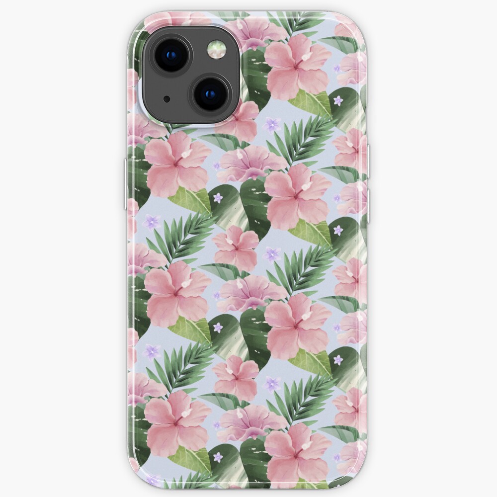 beautiful hawaiian pink flowers pattern iPhone Case