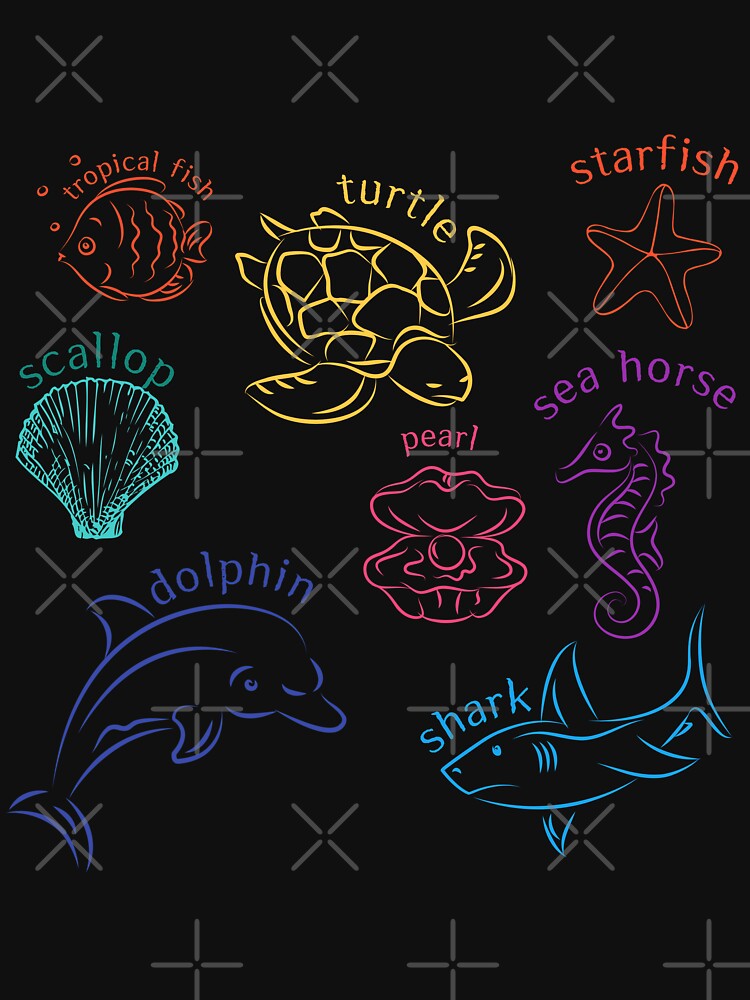 sea animal,Under the Sea,turtle,starfish,pearl, shark,dolphin,sea horse by zzzozzo