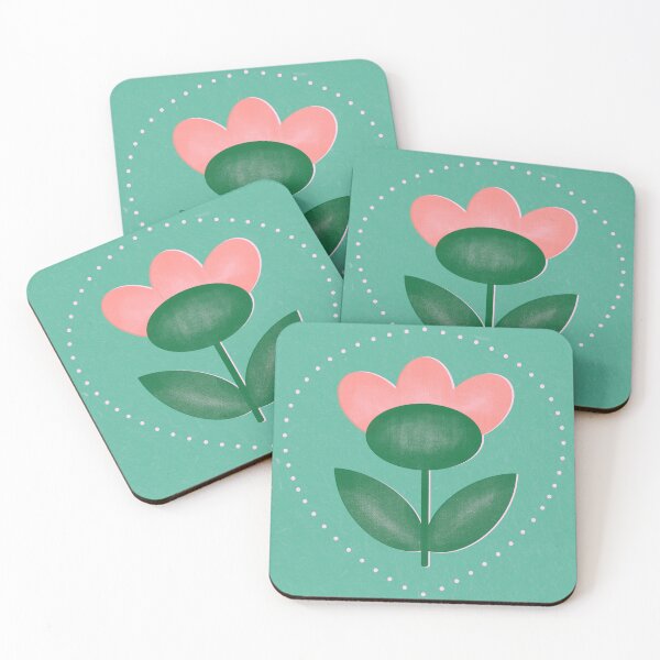 Item preview, Flower in dotted frame - green background - single designed and sold by sylviabosky.