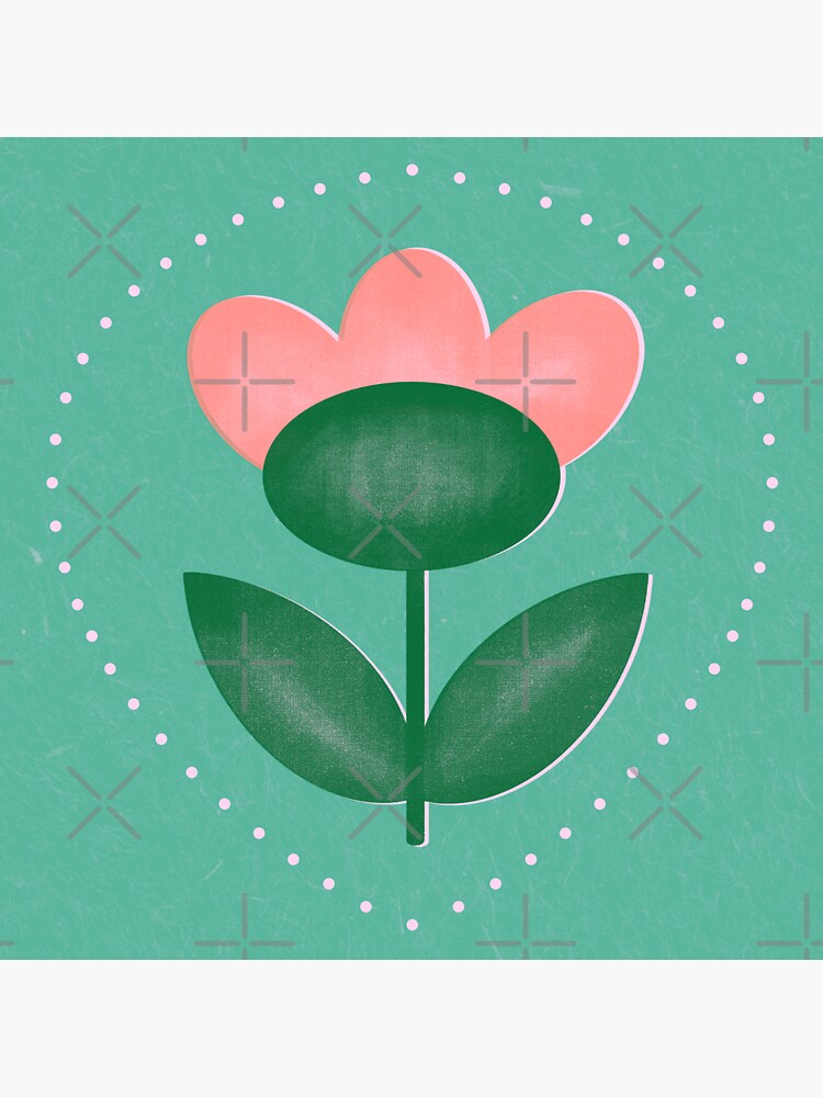 Flower in dotted frame - green background - single by sylviabosky