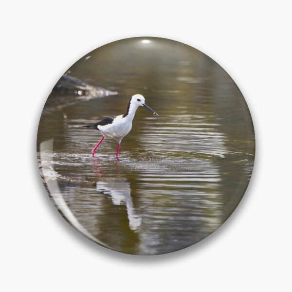 Item preview, A Black Winged Stilt In An Estuary With A Small Fish In Its Beak Chiffon Top designed and sold by AletheaPerry.