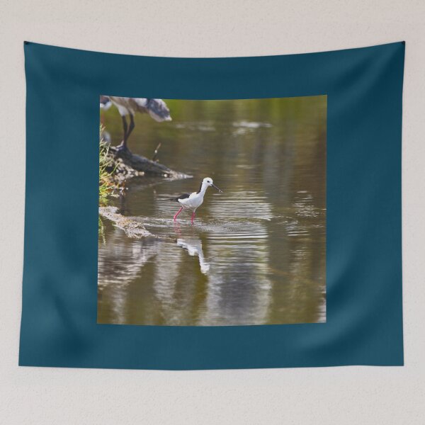 Item preview, A Black Winged Stilt In An Estuary With A Small Fish In Its Beak Chiffon Top designed and sold by AletheaPerry.