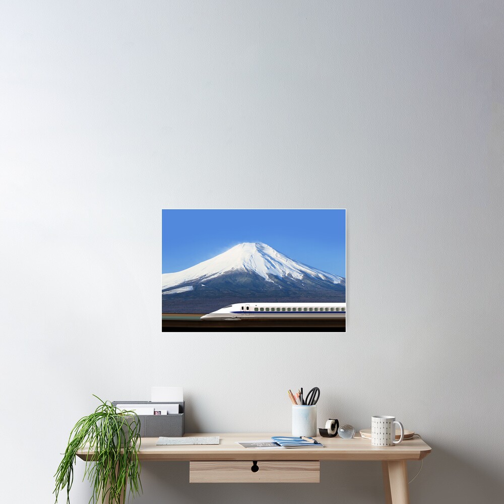 Mount Fuji and Tokaido Shinkansen, Shizuoka, Japan Poster