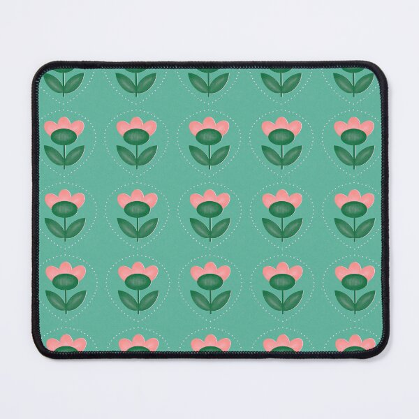 Item preview, Flower in dotted frame - green background - pattern designed and sold by sylviabosky.