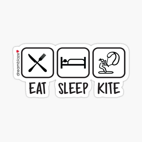 Eat Sleep Kite Kitesurfing & Kiteboarding Print Sticker