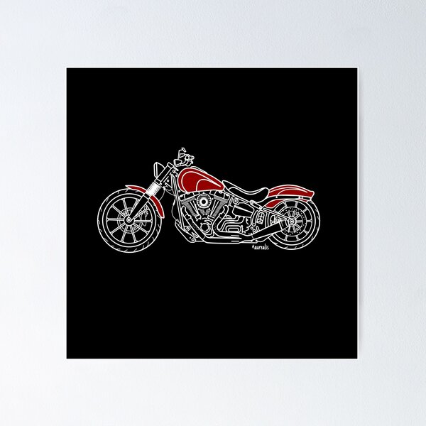 Harley Davidson bike - red Poster for Sale by Aurealis