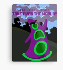 Purple Tentacle- With Text (with background) Metal Print