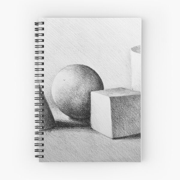 Item preview, Drawing illustration of still life composition with cylinder, sphere, cube and cone designed and sold by oanaunciuleanu.