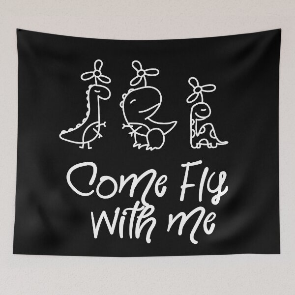 Item preview, Dino Fly Squad Brontosaurus with Diplotocus and Tyrannosaurus - 'Come fly with me' Cute T-shirt design for kids designed and sold by Ridiculam Toga.