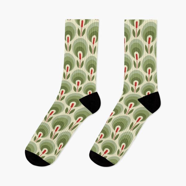 Artikelvorschau, 1066 - abstrakte geometrische Retro-Blumen, grün entworfen und verkauft von RouCouCou.