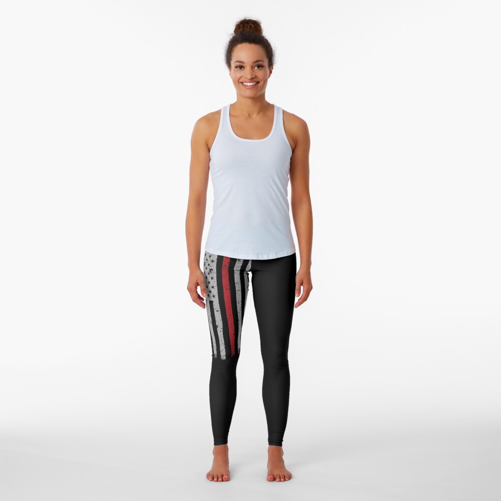 RED THIN LINE FIREFIGHTER Leggings
