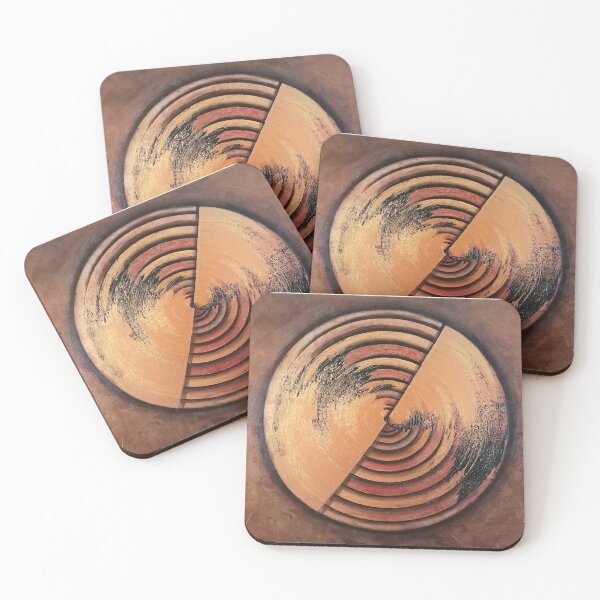 Item preview, Abstract art painting annual rings in gold, bronze and copper designed and sold by Anke Franikowski.