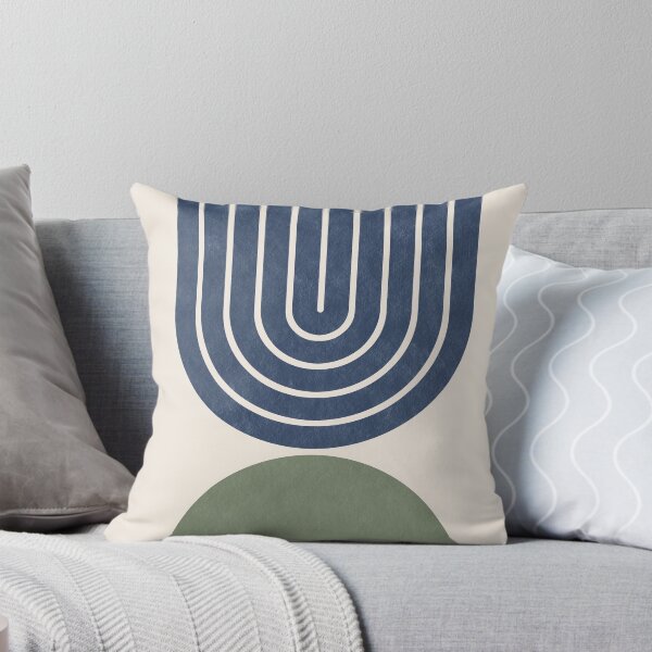 Item preview, Mid-century modern art in navy blue and sage green 1 designed and sold by ArticraftShop.