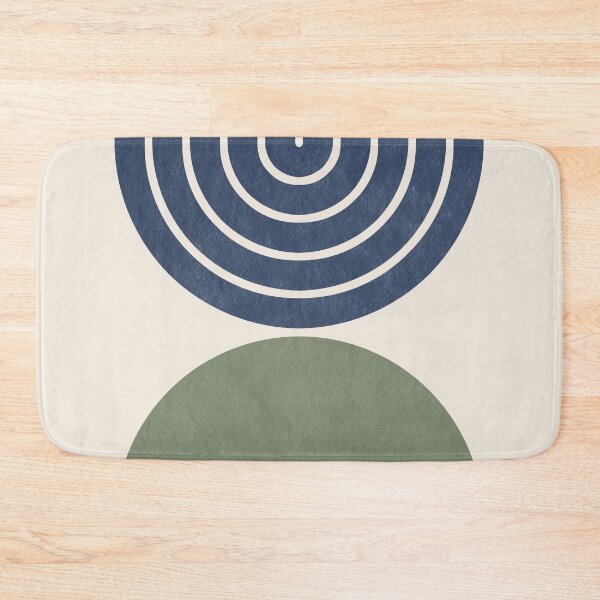 Item preview, Mid-century modern art in navy blue and sage green 1 designed and sold by ArticraftShop.