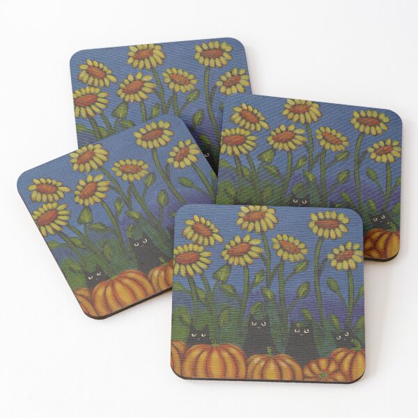 Item preview, Four Cats in the Pumpkin Patch designed and sold by KilkennyCat Art.