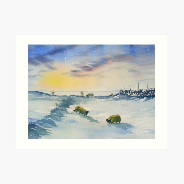 Sheep and Snow Study 1 Art Print