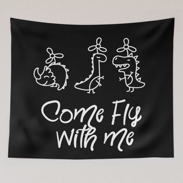 Item preview, Dino Fly Squad  Tyrannosaurus, Styracosaurus and Stegosaurus- 'Come fly with me' Cute T-shirt design for kids designed and sold by Ridiculam Toga.