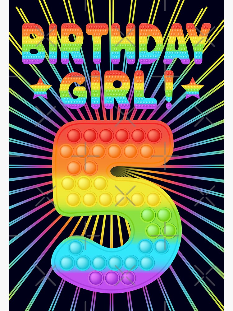 Birthday girl fille d'anniversaire 5 ans | Carte de vœux
