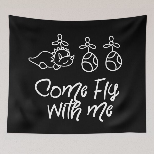Item preview, Dino Fly Squad Styracosaurus with eggs  - 'Come fly with me' Cute T-shirt design for kids designed and sold by Ridiculam Toga.