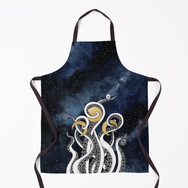 Item preview, Esoteric cyberpunk kraken illustration with tentacles and moon phases designed and sold by RedFinchDesigns.