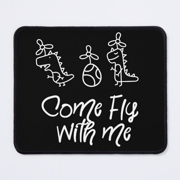Item preview, Dino Fly Squad Tyrannosaurus and Stegosaurus with egg - 'Come fly with me' Cute T-shirt design for kids designed and sold by Ridiculam Toga.