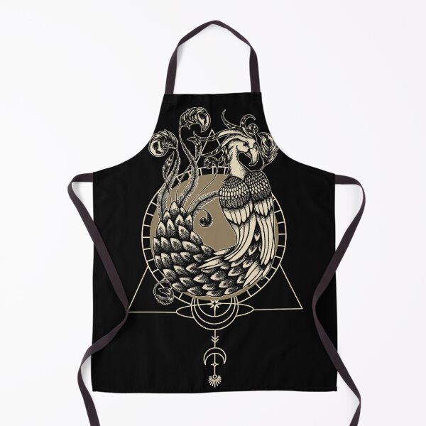 Item preview, Esoteric Occult Phoenix & Sun Ink Illustration designed and sold by RedFinchDesigns.