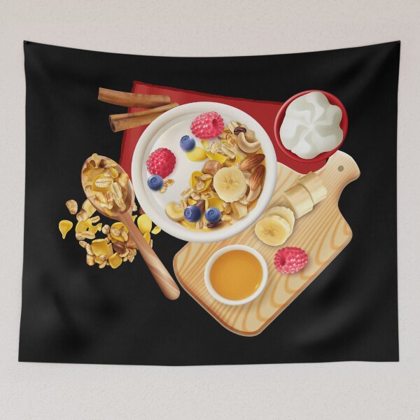 Item preview, Healthy Breakfast Bowl Of Muesli, Yoghurt, Berries, Banana, Nuts and Honey designed and sold by Alicia Chee.