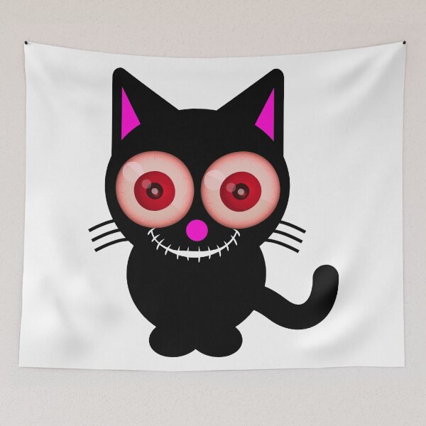Item preview, Spooky Cat with Red Eyes - Creepy Halloween Designs for T-shirts and other accessories designed and sold by Ridiculam Toga.