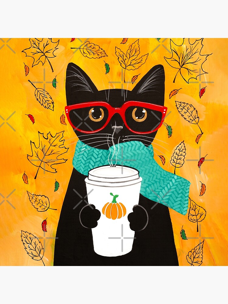 Autumn Pumpkin Coffee Cat by kilkennycat