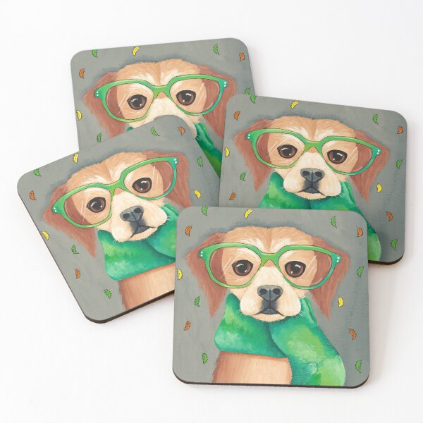 Item preview, Dog In Scarf and Glasses designed and sold by KilkennyCat Art.