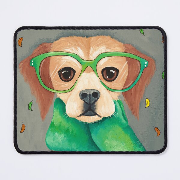 Item preview, Dog In Scarf and Glasses designed and sold by KilkennyCat Art.