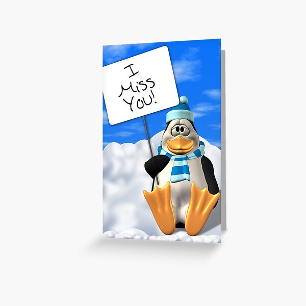 I Miss You Penguin Card Greeting Card