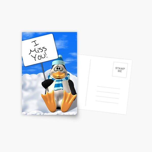 I Miss You Penguin Card Postcard