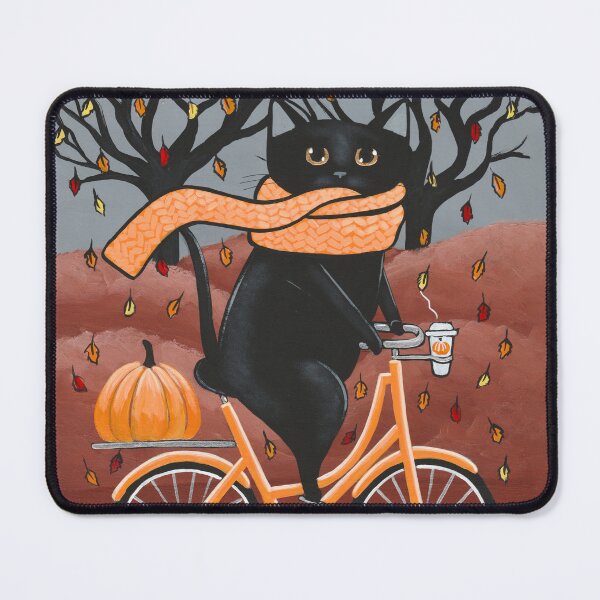 Item preview, Black Cat Autumn Bicycle Ride designed and sold by KilkennyCat Art.