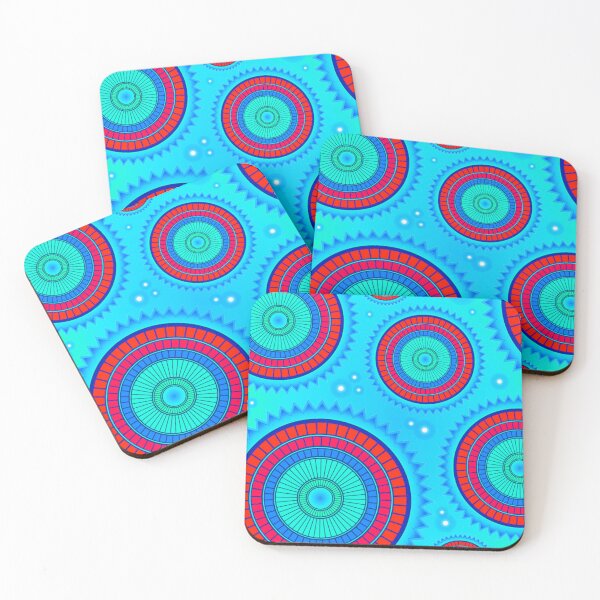 Item preview, Geometric Mandala - Red and Turquoise designed and sold by TotallyRetroArt.