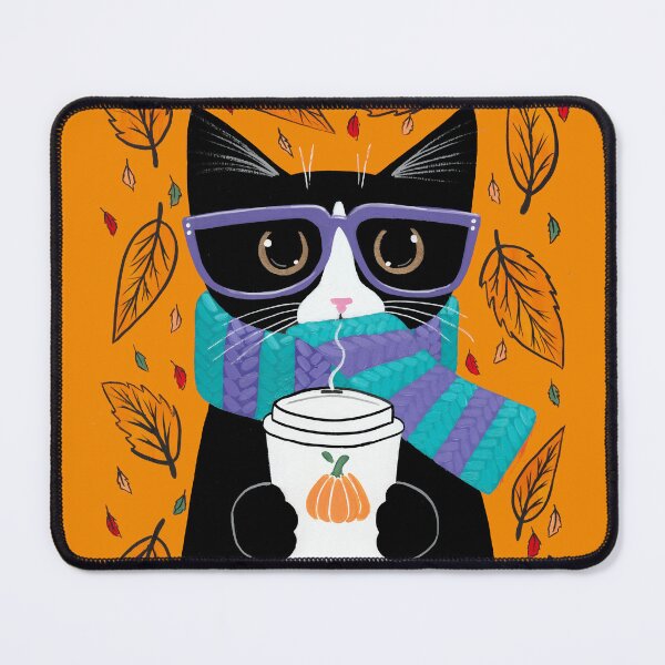 Item preview, Tuxedo Autumn Coffee Cat designed and sold by KilkennyCat Art.