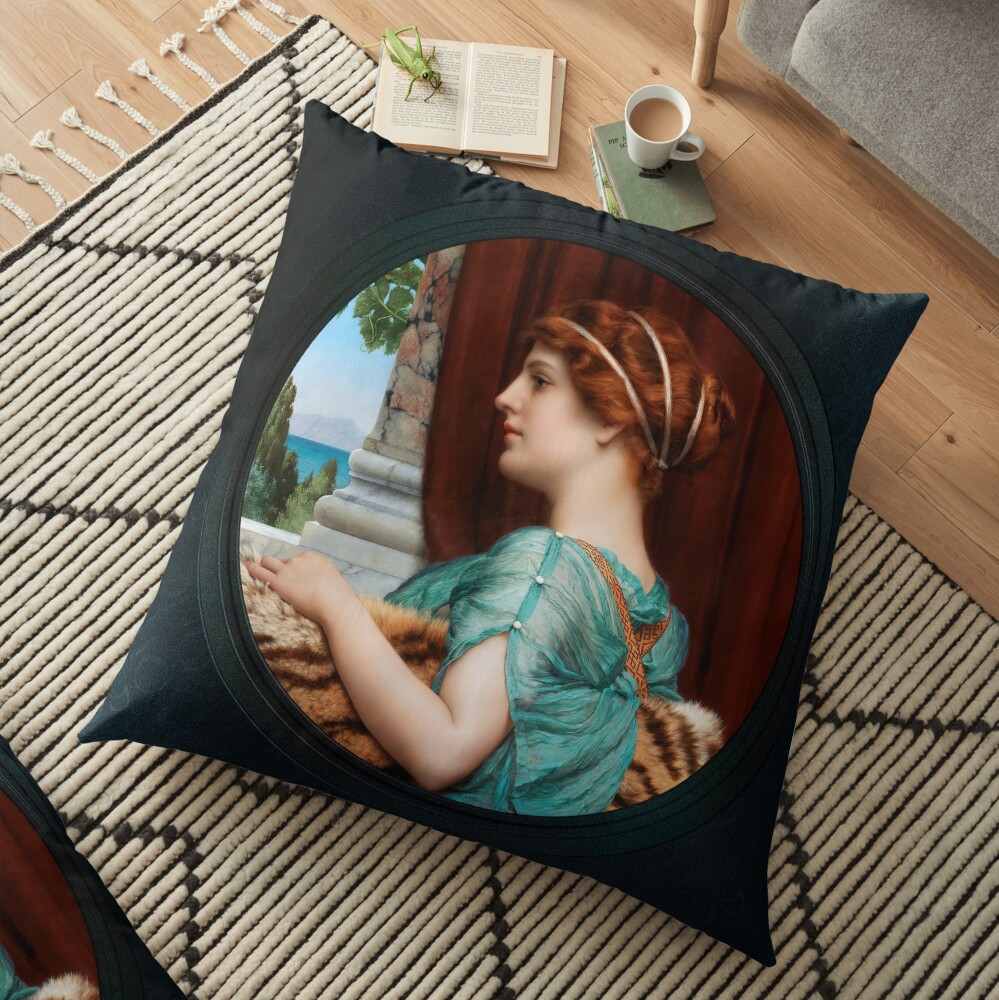 A Pompeian Lady by John William Godward - A Redhead Beauty 2 A Pompeian Lady by John William Godward Remastered Xzendor7 Classical Art Old Masters Reproductions Floor Pillow
