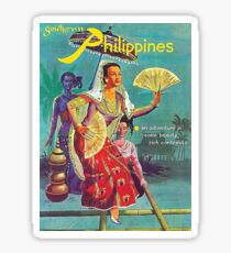 Philippines, woman, vintage travel poster Sticker