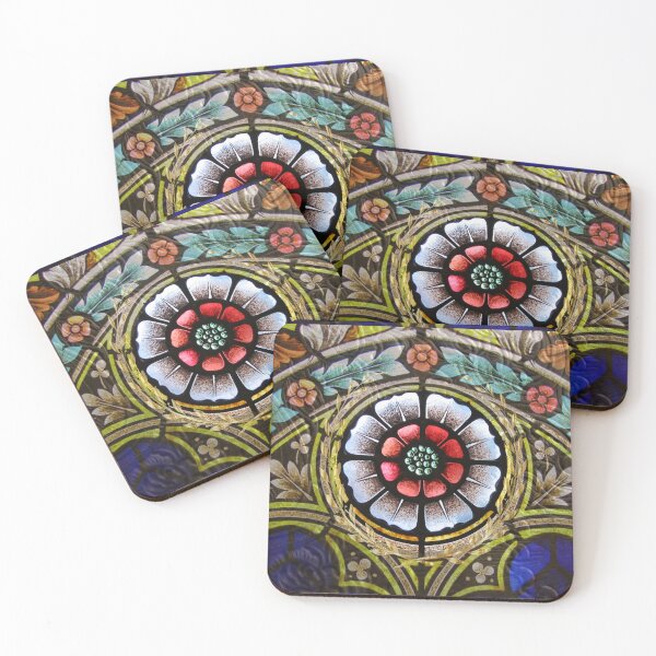 Item preview, Rose Window Stained Glass Red Gold designed and sold by NonPCTruths.