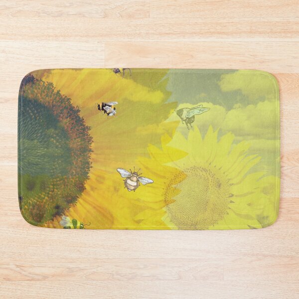 Item preview, Beautiful honey bees and blooming sunflowers on a yellow aesthetic, for nature lovers and bee enthusiasts designed and sold by haRexia.