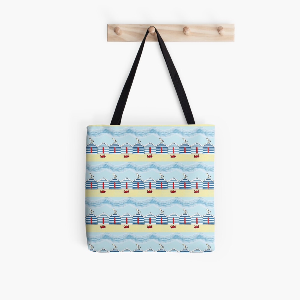Happy Seaside Beach Huts Tote Bag